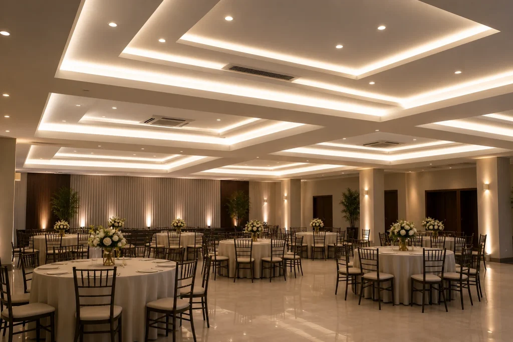 gesso-para-salao-de-festa-em-Birigui-com-forro-e-iluminacao-em-ambiente.