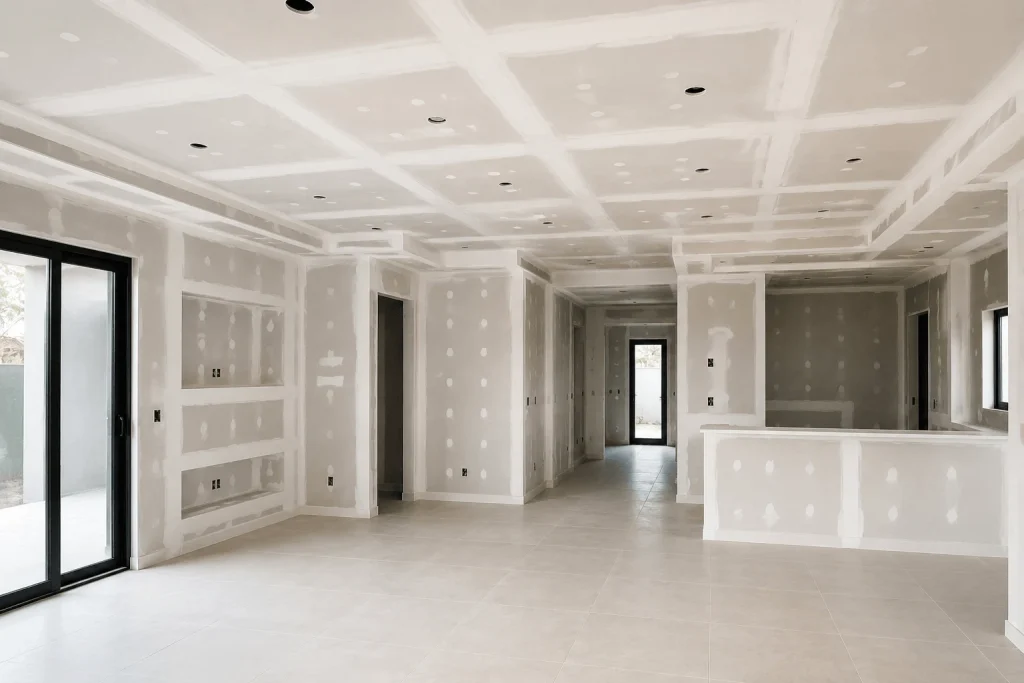 Divisória em drywall criando sala de atendimento em Andradina com acabamento moderno e funcional.