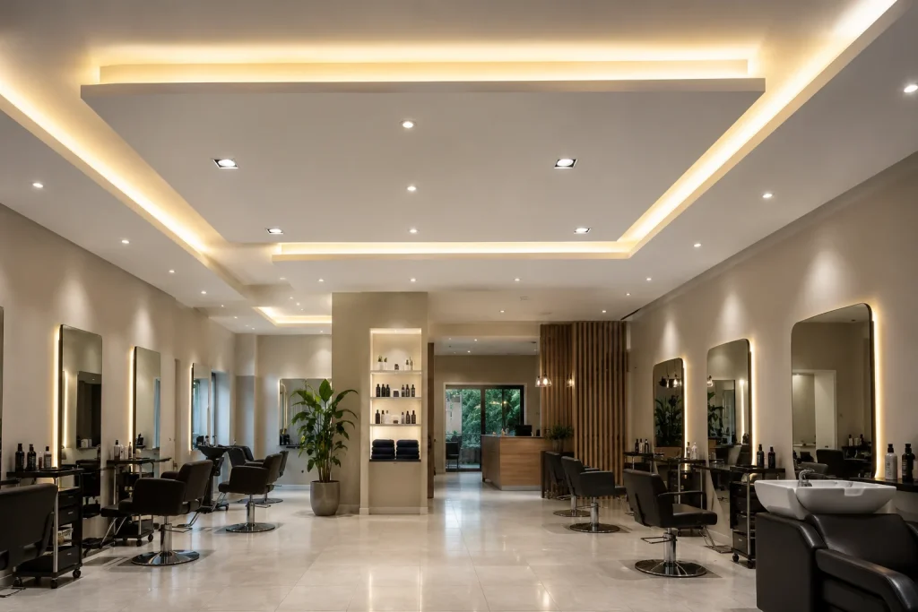 Sanca de gesso com iluminação indireta em LED valorizando o ambiente com acabamento moderno