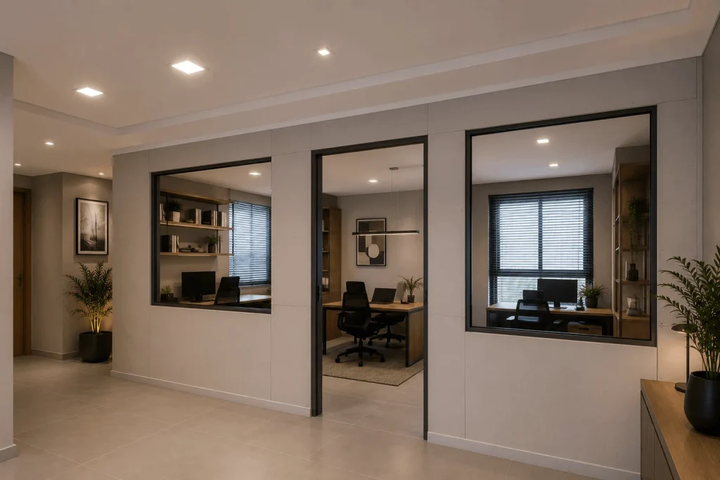 divisória em drywall em Penápolis utilizada para separar ambientes com acabamento moderno e funcional