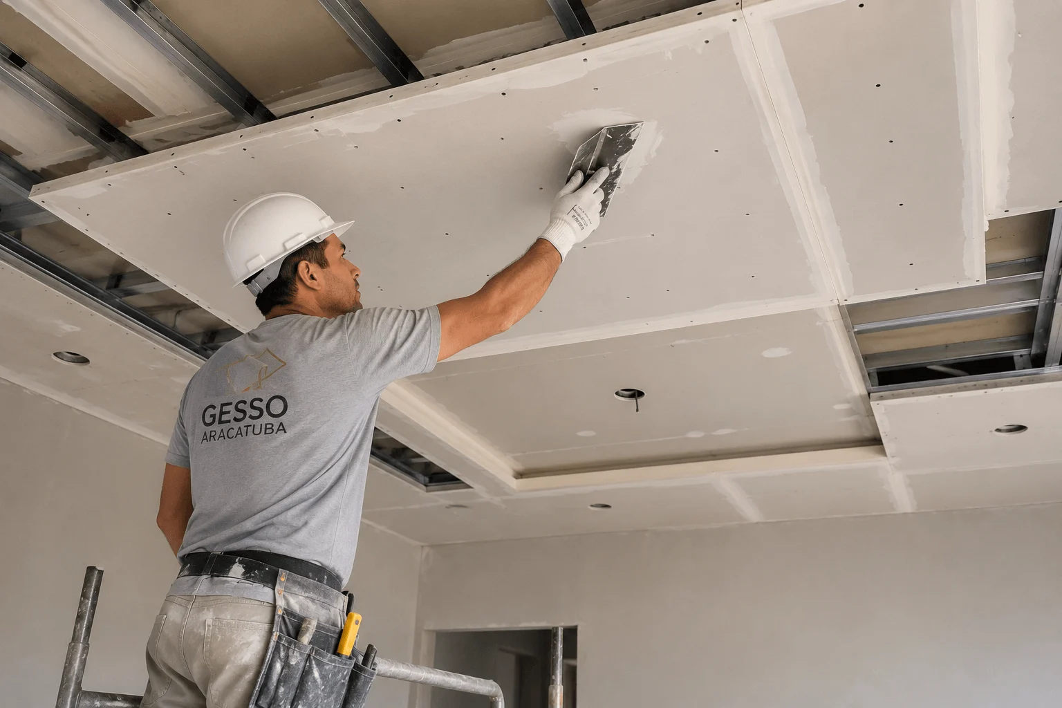 forro-de-gesso-em-Lins-com-iluminacao-em-LED-e-design-moderno-em-sala-de-estar-integrada